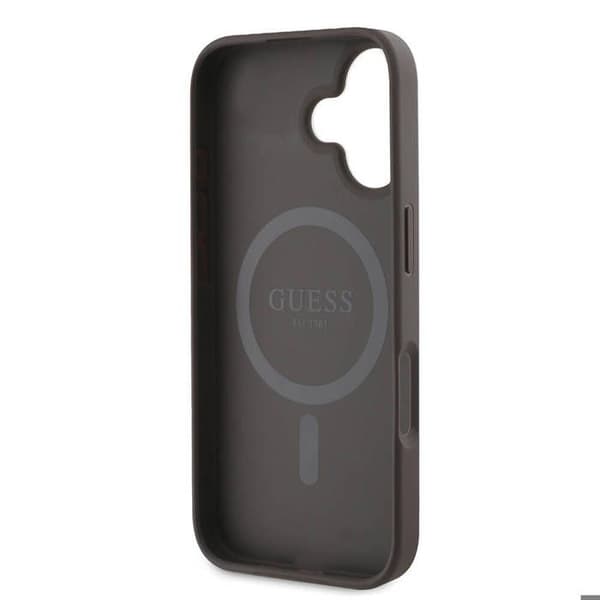 Coque Guess Hardcase 4G Printed Stripes MagSafe för iPhone 16 - Brun Brun