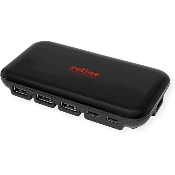 USB-hubb - ROLINE - 3X Typ C + 4X Typ A - 10 Gbit/s - Automatisk upptäckte - Svart