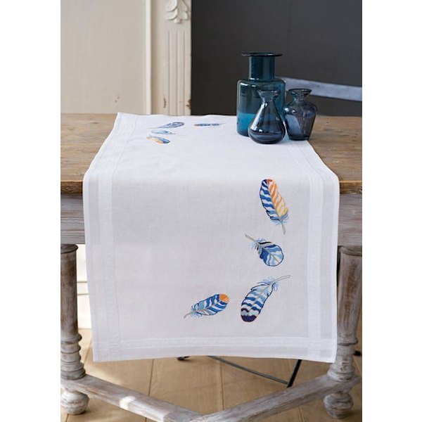 Modespel - sömnad - styling Vervaco - PN-0165882 - Counted Cross Stitch Kit, Bordslöpare, Vit, 40 x 100 cm