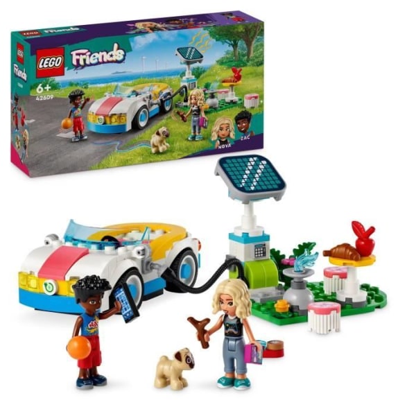 LEGO® 42609 Friends elbil och laddstation, billeksak, med Nova och Zac minifigurer