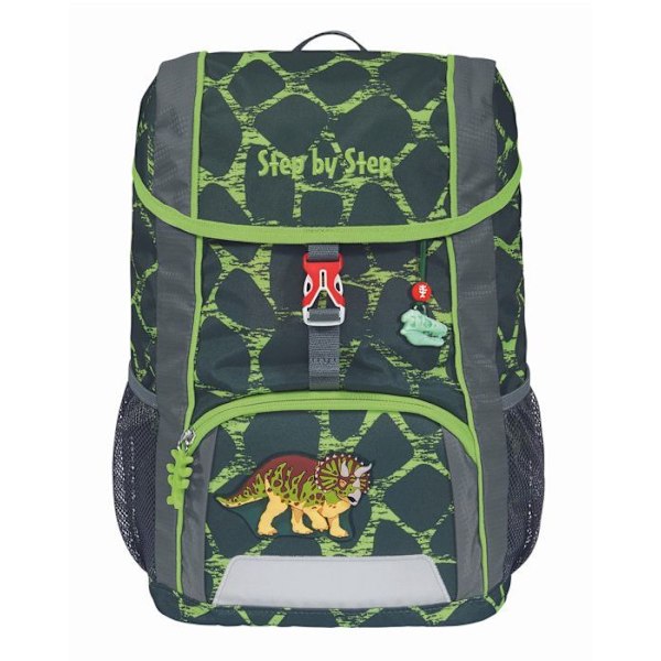 Ryggsäck - Step by Step - KID Ryggsäcksset Dino Tres - Mörkgrön/ljusgrön - 28x35x12 cm - 500g mörkgrön, ljusgrön