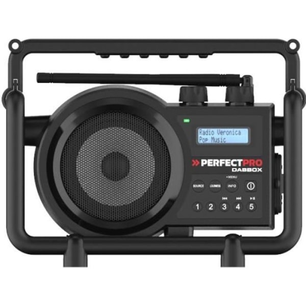 PerfectPro - Jobsite Radio - Dabbox - Bluetooth, DAB+ och FM Radio - USB och Aux-ingång - Nätström eller batterier (4xC)