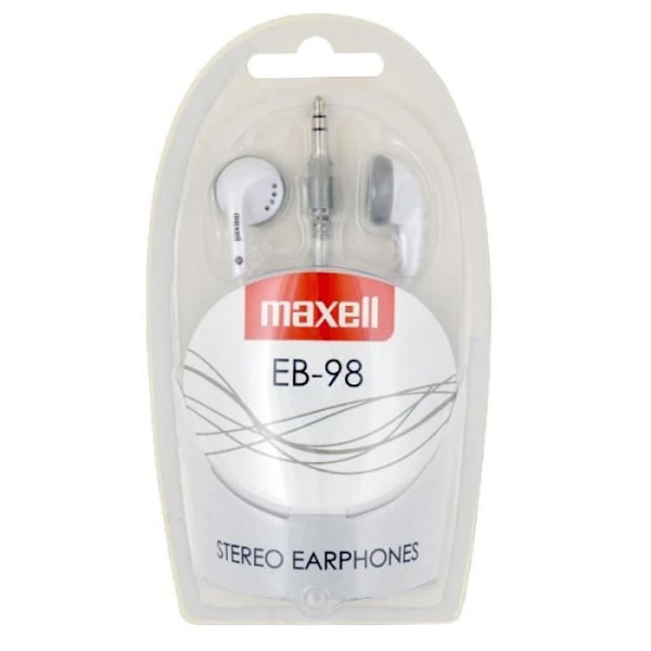 Stereo mikrohörlurar - Maxell - EB-98 - 3,5 mm uttag - 95dB känslighet - Ultralätt - Vit Vit