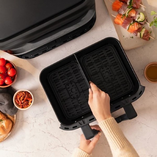 Cecotec luftfrityr 9 L med varmluft Cecofry Dual 9000. 2850 W, digital och kompakt, dubbel temperatur, Perfe-teknologi Svart aluminium