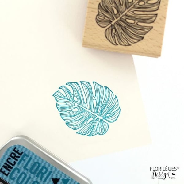 Tampons i trä - Florilèges Design - Stora Monstera - 7 cm x 7 cm - 100% fransk - Soft and Green