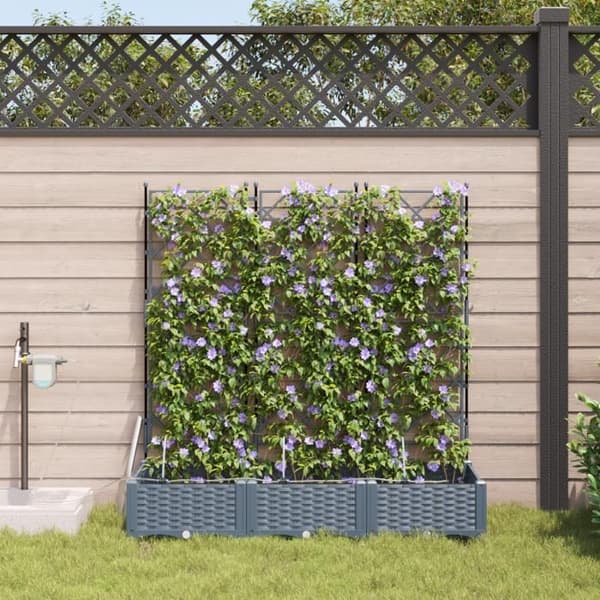 Blomlådor med vattensystem 3 st Ljusgrå