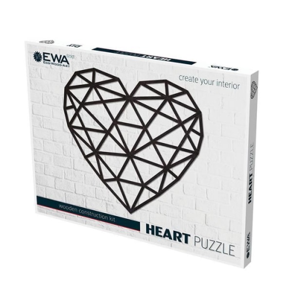 Träväggpussel - Hjärta 61,5 cm - EWA ECO-WOOD-ART - Abstrakt - 169 bitar - För barn från 5 år och uppåt