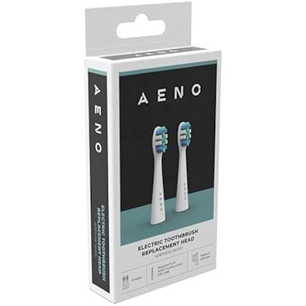 Tandborsthuvud - AENO - ADBTH7-8 - Ultra mjuka nylonborststrån - Bågjutning - Set om 2 Vit.