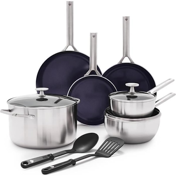 Köksset - Blue Diamond - Triple Steel - Rostfritt Stål - Non-stick Beläggning - 11 Delar Silver