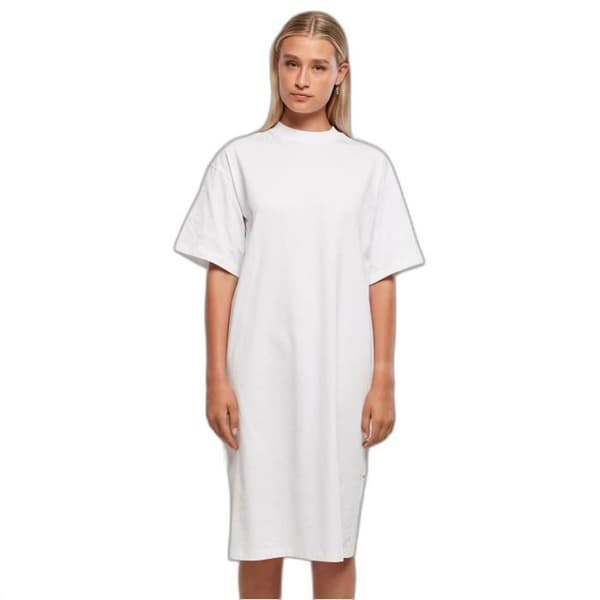 Lång klänning dam - Urban Classics - Oversized T-shirt - Vit - Ekologisk bomull - Avslappnad passform Vit M
