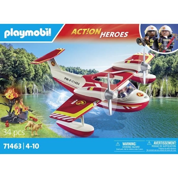 PLAYMOBIL 71463 Sjöflygplan med brandman - Action Heroes - Brandmän - Från 4 år Flerfärgad