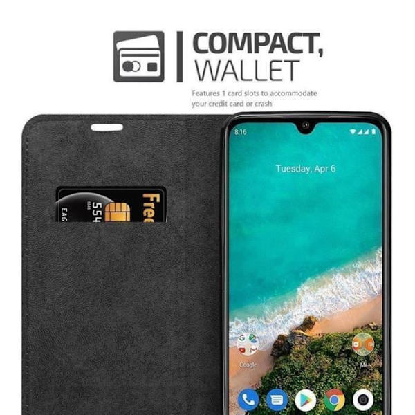 Coque - CADORABO - Xiaomi Mi A3 - Simil läder - Brun - Magnetisk stängning utan flik kastanj