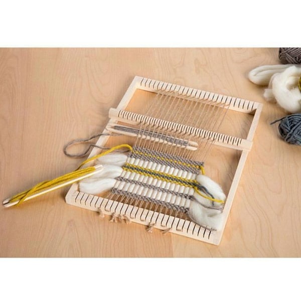 Vävkits - Artémio - Rund vävstol - 30x39x2 cm - Trä - Vit Beige