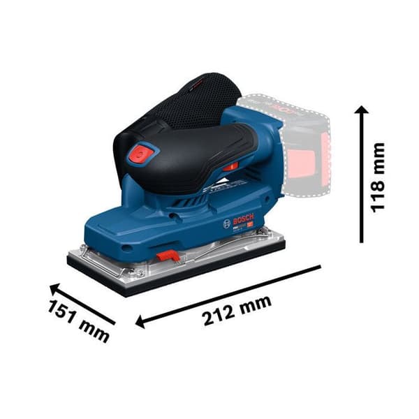 BOSCH PROFESSIONAL trådlös vibrationsslipmaskin - GSS18V-18 - Dammpåse + slippapper Blå