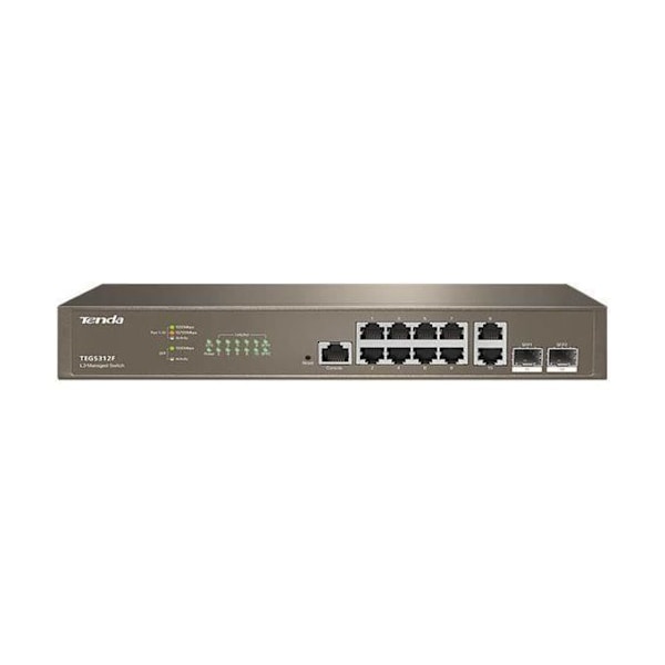 Tenda Managed Gigabit Ethernet Switch, Web Managed Switch, 10 10-100-1000 Base-T Ethernet-portar, 2 1000 Base-X SFP 10-10 portar Brun