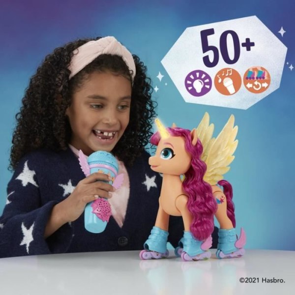 My Little Pony Sunny Starscout Sings on Rollers, 22,5 cm fjärrkontrollleksak, 50 reaktioner, ljus och musik