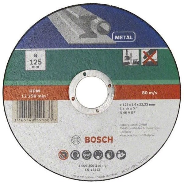 BOSCH tillbehör - skiva 125 x 1,6 platt stål -