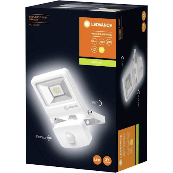 Utomhus LED spotlight 10 W x integrerad LED varmvit LEDVANCE ENDURA® FLOOD Sensor Varmvit L 4058075292178 vit Vit varm