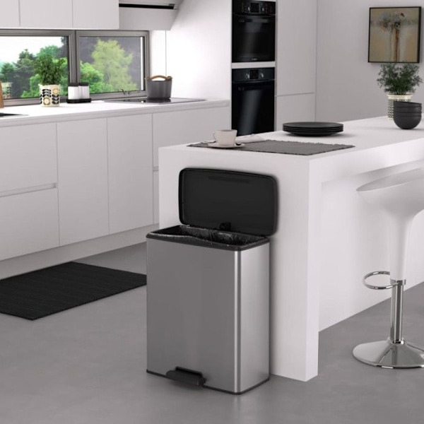 Deco Rektangulär Pedal Bin 65 L Silver - Curver