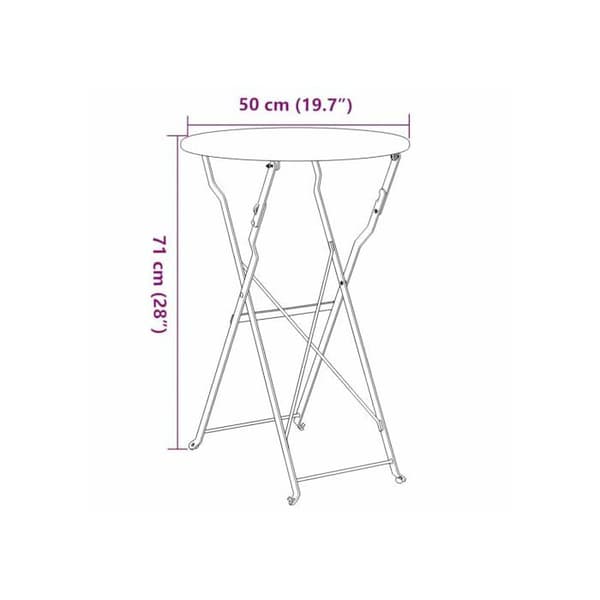 Bistrofällbord - vidaXL - Rund - Ø 50 x 71 cm - Beige - Pulverlackerad stål - Fällbar beige