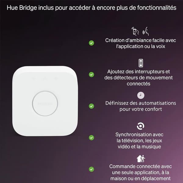 Startkit - PHILIPS HUE - Philips Hue Essential - 3 GU10-lampor - Inkluderar bro - Smart Button
