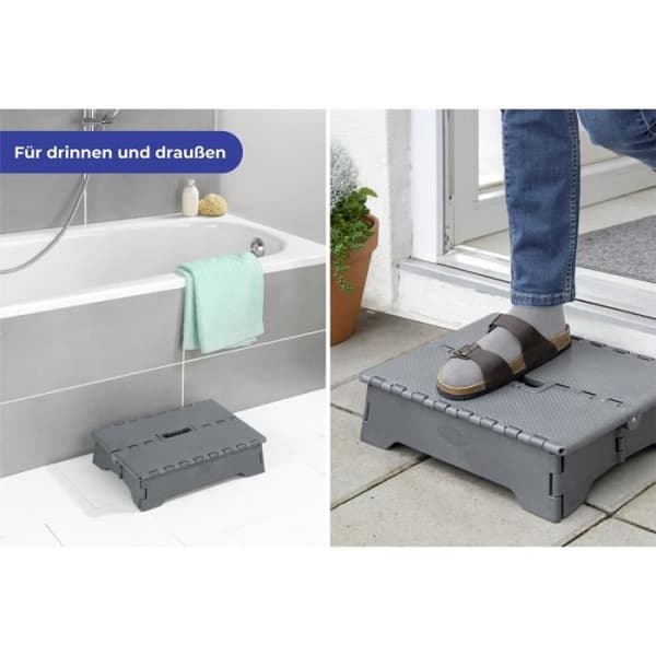 Stegpall - Maximex - Fällbar - Antiskid - Max 250 kg - Grå Mörkgrå