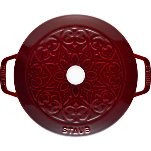 STAUB Cocotte Lily Mönster 24 cm Granatäpple Bordeaux