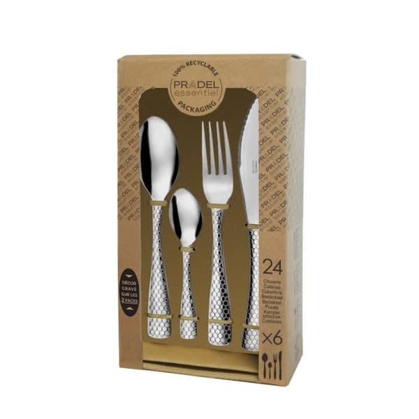 Ménagère - Pradel Essentiel - Kapsel - 24 delar - Dubbelsidig dekoration - Grå