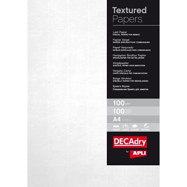 Papper - DECADRY - A4 - 100 ark - 100g - Vit Laid Vit