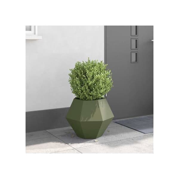 Planteringslåda i stål - vidaXL - Olivgrön - 50x50x40 cm - Rektangulär design - Utomhusbruk