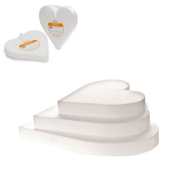 Decora Polystyrene Hjärtformad Lollipop Tårtdekoration, Off White, Polystyren, Ecru, 15 x 5 cm