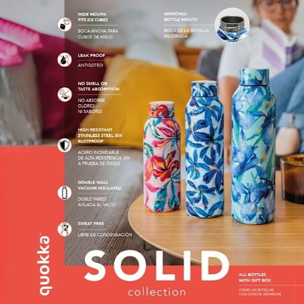 Isolerad flask i rostfritt stål 630 ml (grå) Quokka Solid