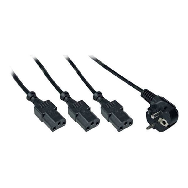 InLine Y-kabel Strömdelare CEE 7-7 (M) för IEC 60320 C13 5 m svart Tyskland, Europeiska unionen