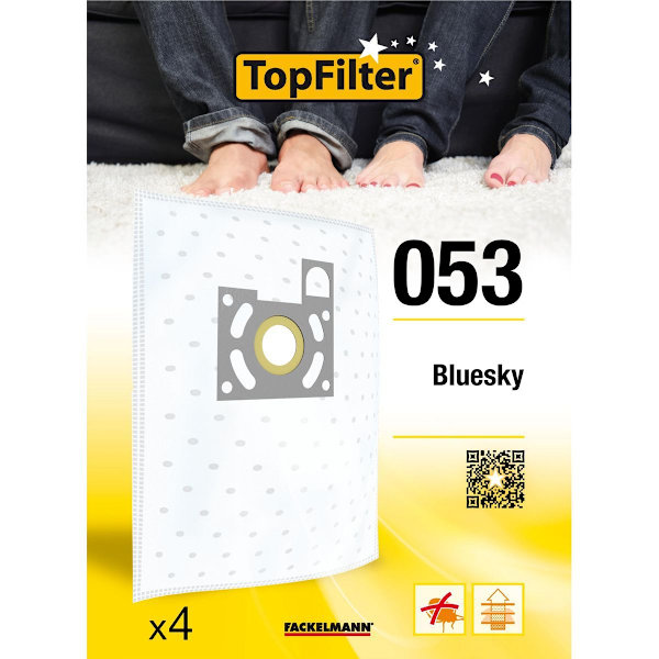 Dammsugarpåsar - TopFilter - Bluesky - Paket om 4 - Mycket filtrerande - Non-woven polypropen