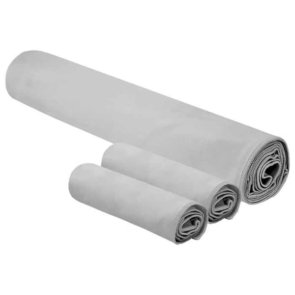 vidaXL Set 3 sporthanddukar grå polyester/polyamid 200 x 100 cm + 2 x 50 x 30 cm