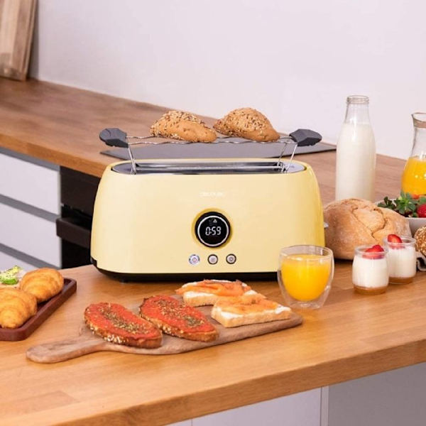 Cecotec Vertikal Brödrost Digital ClassicToast 15000 Gul Extra Dubbel Gul; Svart; Stål