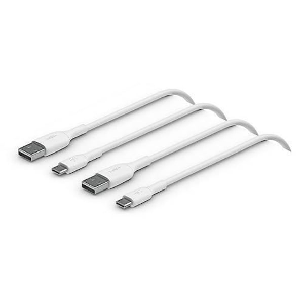1X2 BELKIN USB-C-USB-A PVC-KABEL 1M, 2PACK WHITE CAB001BT1MWH2PK