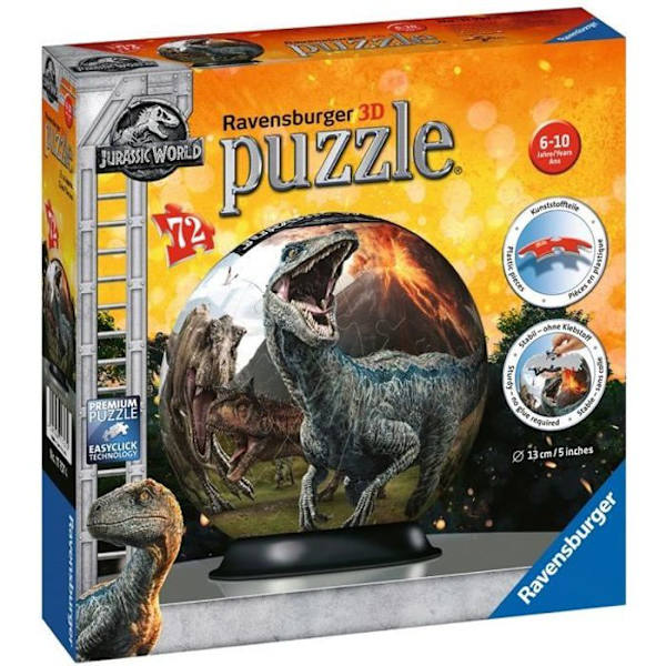 JURASSIC WORLD Pussel 3D Ball 72 bitar - Ravensburger - 3D barnpussel utan lim - Från 6 år Flerfärgad