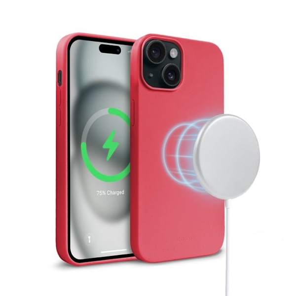 Telefonetui - Crong - Färgöverdrag Magnetisk - iPhone 15 Plus - Rosa - Flexibel - MagSafe Rosa