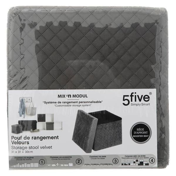 Fällbar pouf 31x31cm "Mix N' Modul" grå sammet - 5 five simply smart Grå