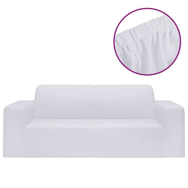 vidaXL Stretchöverdrag för 2-sits soffa Vit polyesterjersey 332949 Vit