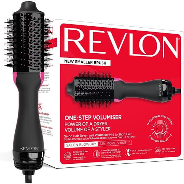 REVLON RVDR5282UKE - Enstegs volymgivande torkborste - Kort till medelhårt hår - Oval borste - Blandat borst - 3 inställningar