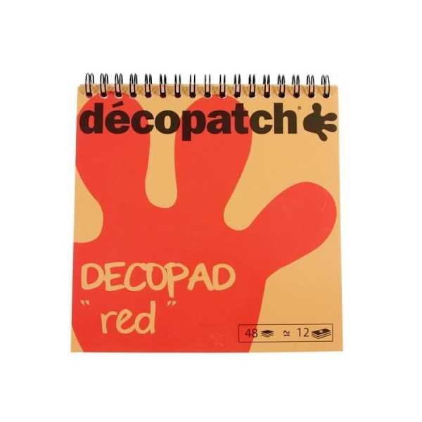 Decopad färgblock - Decopatch - Röd - 48 ark - 12 mönster - 15x15cm