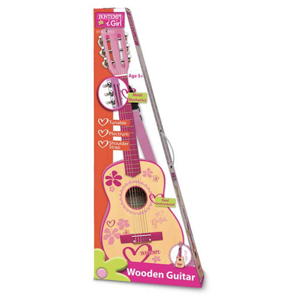 Akustisk gitarr - Ej specificerad - 6 strängar - Trä - Rosa - Axelrem ingår Rosa