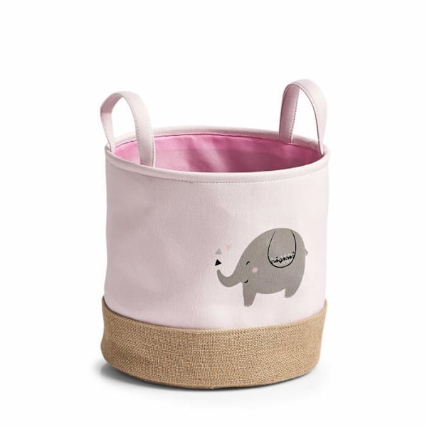 Corbeille - Zeller korg - 14277 - Förvaringskorg i polyester och juteväv, Rosa, ca. Ø 30 x 29 cm