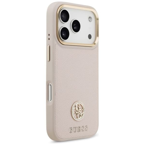 Coque Guess Grained Strass Logo MagSafe för iPhone 17 Pro - Rosa Rosa