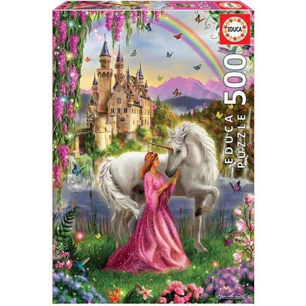 Fantasy Pussel - EDUCA - 500 bitar - För barn - Fe och Enhörning