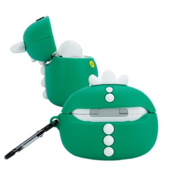 Cadorabo Fodral för Apple AirPods PRO 2 Design Love Dinosaur Grön Portabel Silikonhörlurar 3D Fodral Nyckelring
