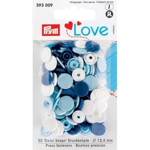 Tryckknappar - Sortiment - 12,4 mm - Tvättbar 60°C - 30 stycken - Polyeten blå