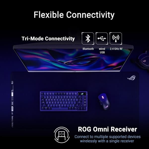 Souris Gaming - ASUS - ROG Keris II Origin BLK - 42000 DPI - RF Trådlös + Bluetooth - Optisk